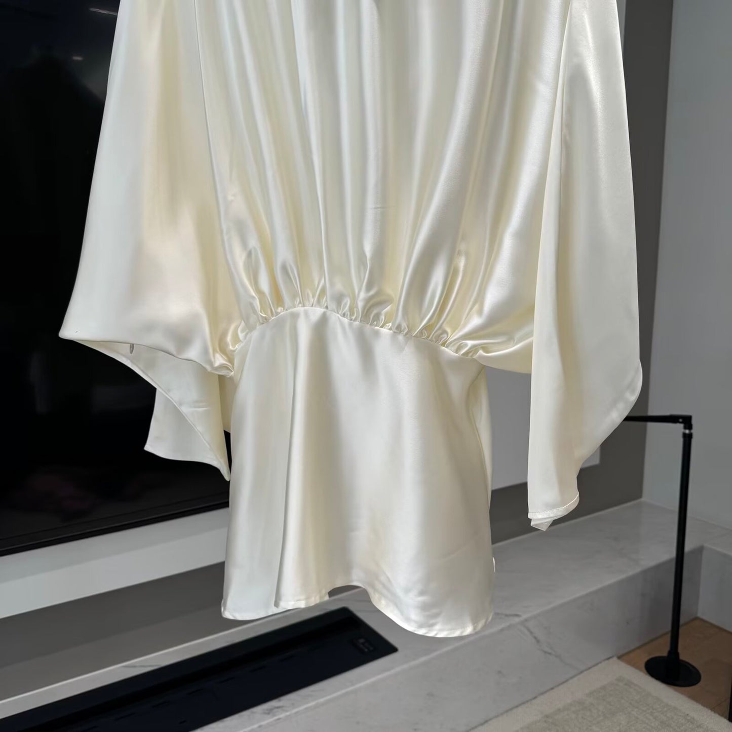 Women's new scarf decoration satin texture mini dress