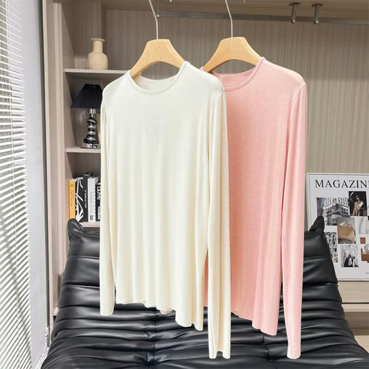 Women's new fashion long sleeved basic style solid base T-shirt