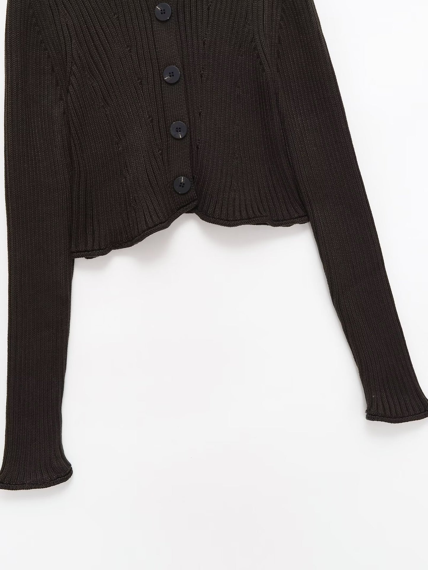 Women's Elastic slim ribbed button knit Coat