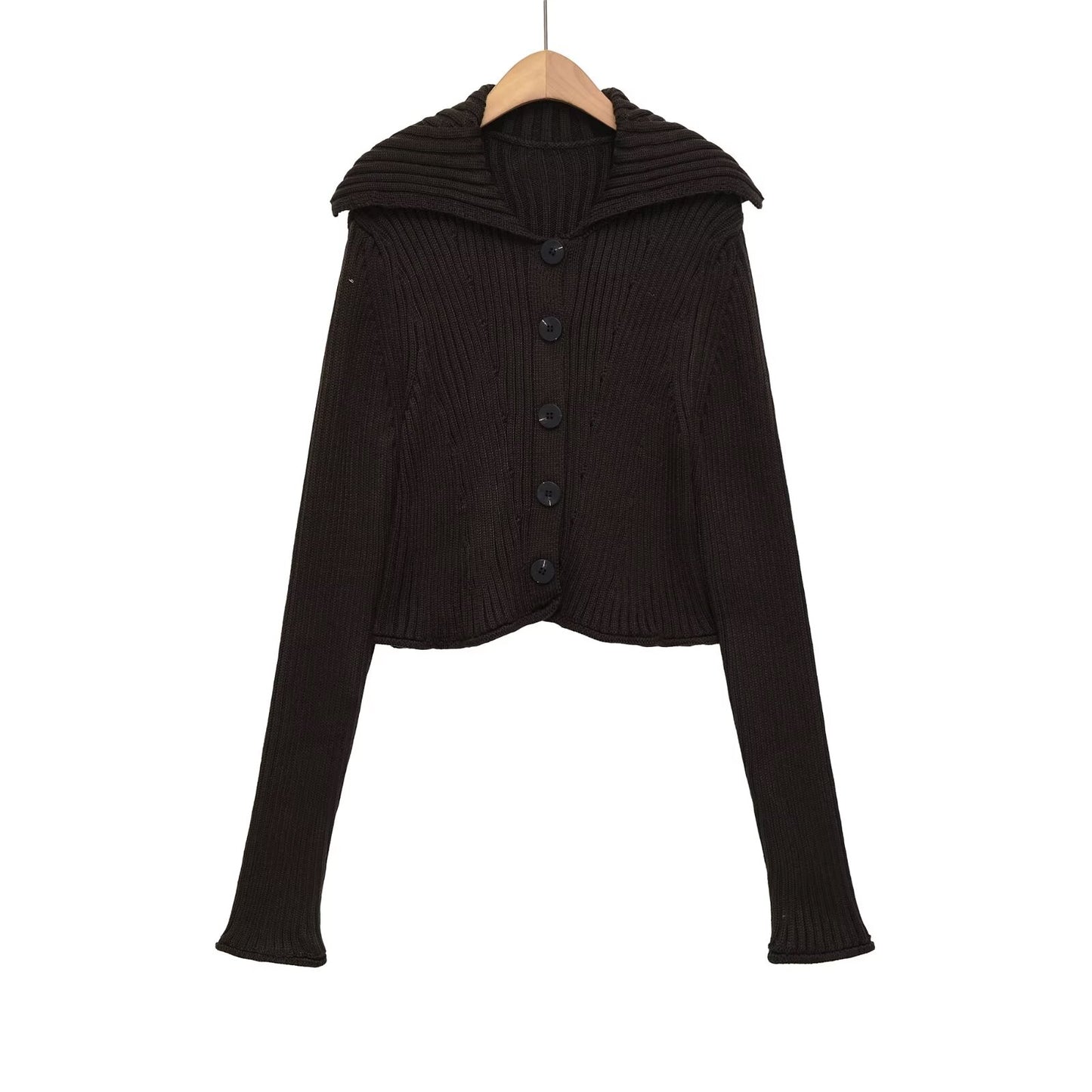 Women's Elastic slim ribbed button knit Coat