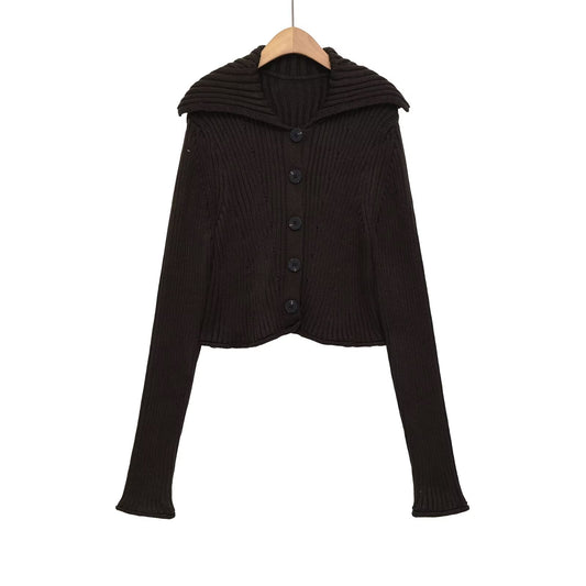 Women's Elastic slim ribbed button knit Coat