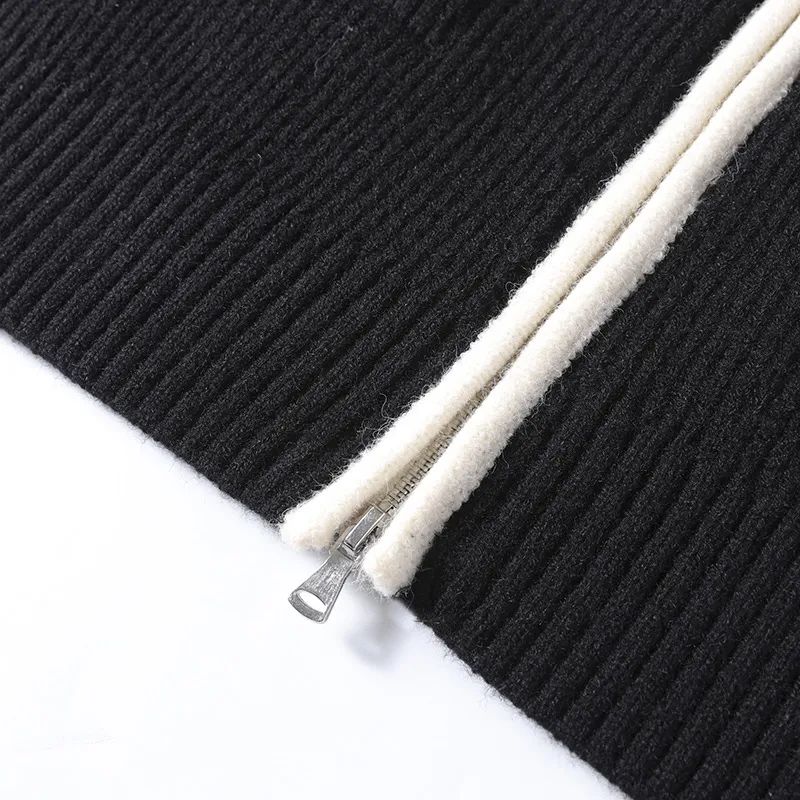 Men's New Fashion Casual Joker Zipper Knitting Needle Contrast Cardigan 2 Men's Casual Autumn and Winter New Sweater Coat