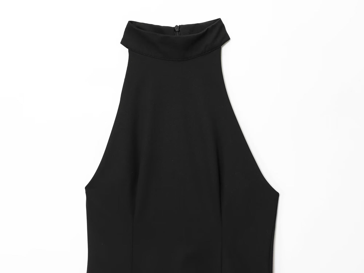 Women's new fashion sleeveless pleated halter neck mini dress