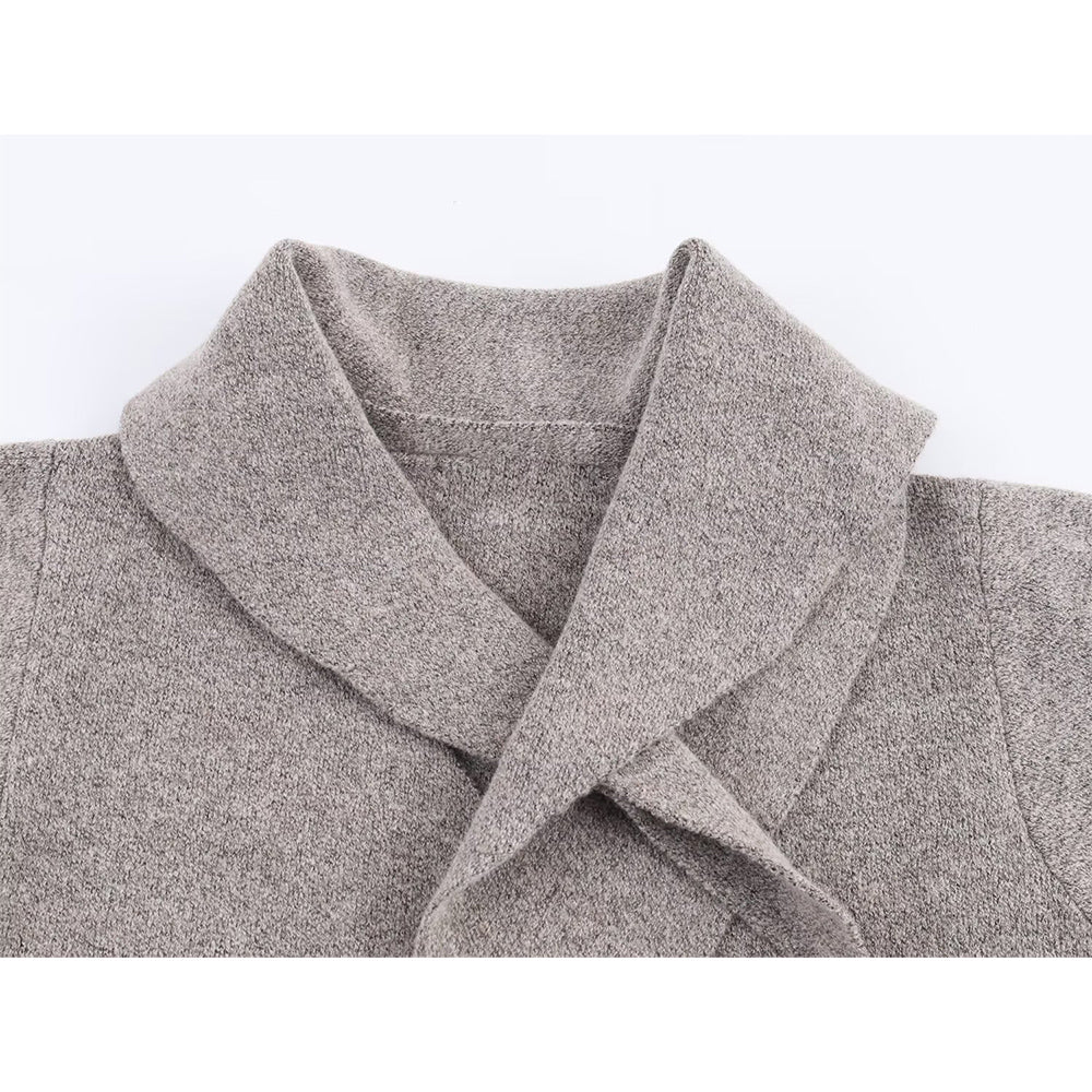 Women's scarf decoration long sleeved V-neck knitted Coat