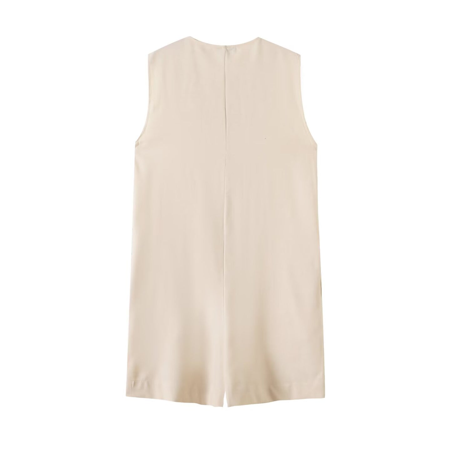 Women's 2025 new fashion zipper design sleeveless jumpsuit