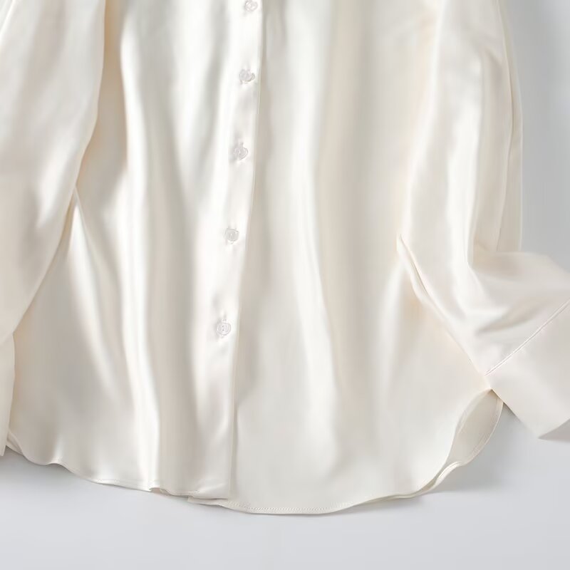 Women's casual satin textured button up shirt