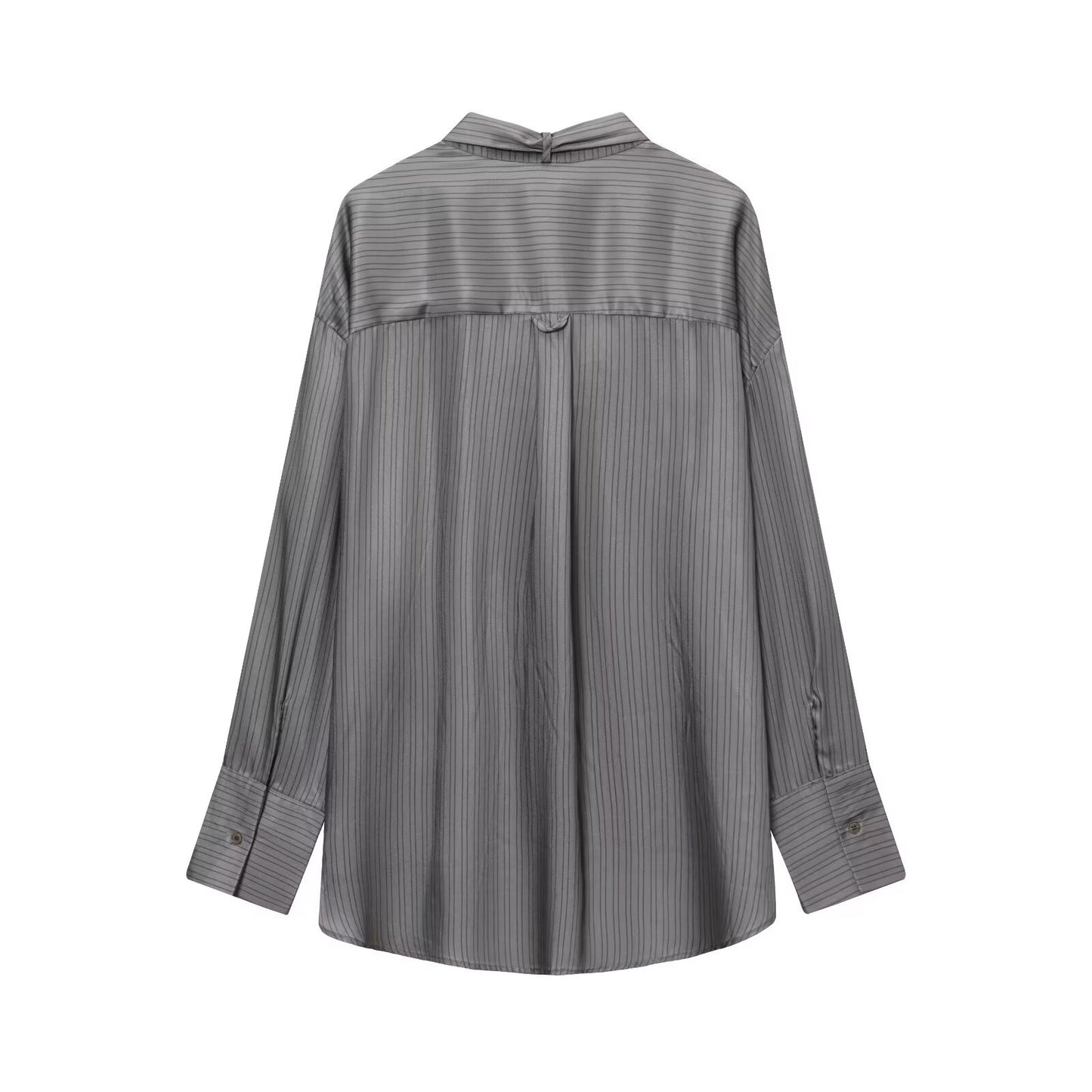 Women's new bow decoration casual striped shirt