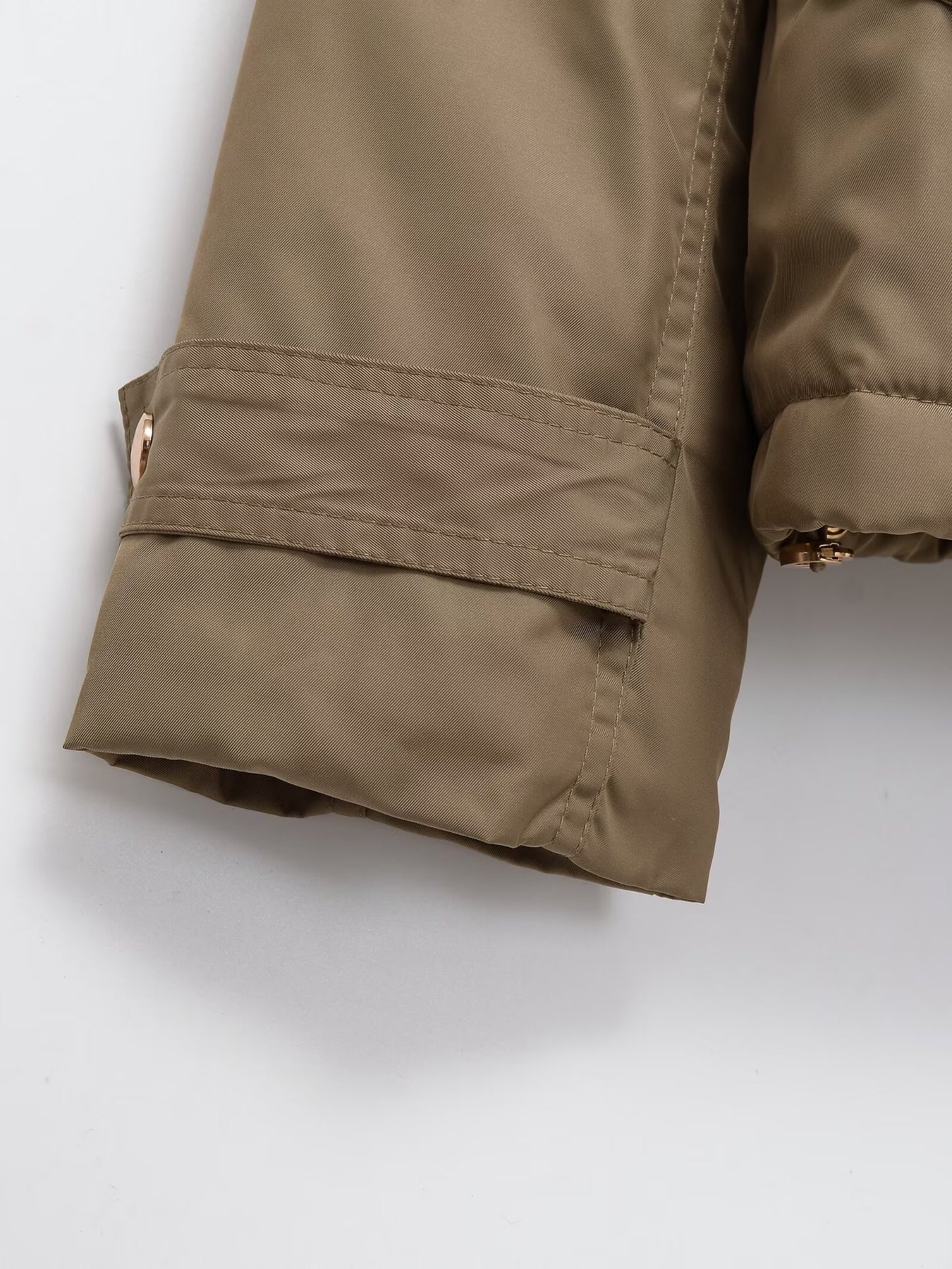 Women's faux fur effect hooded short parka coat