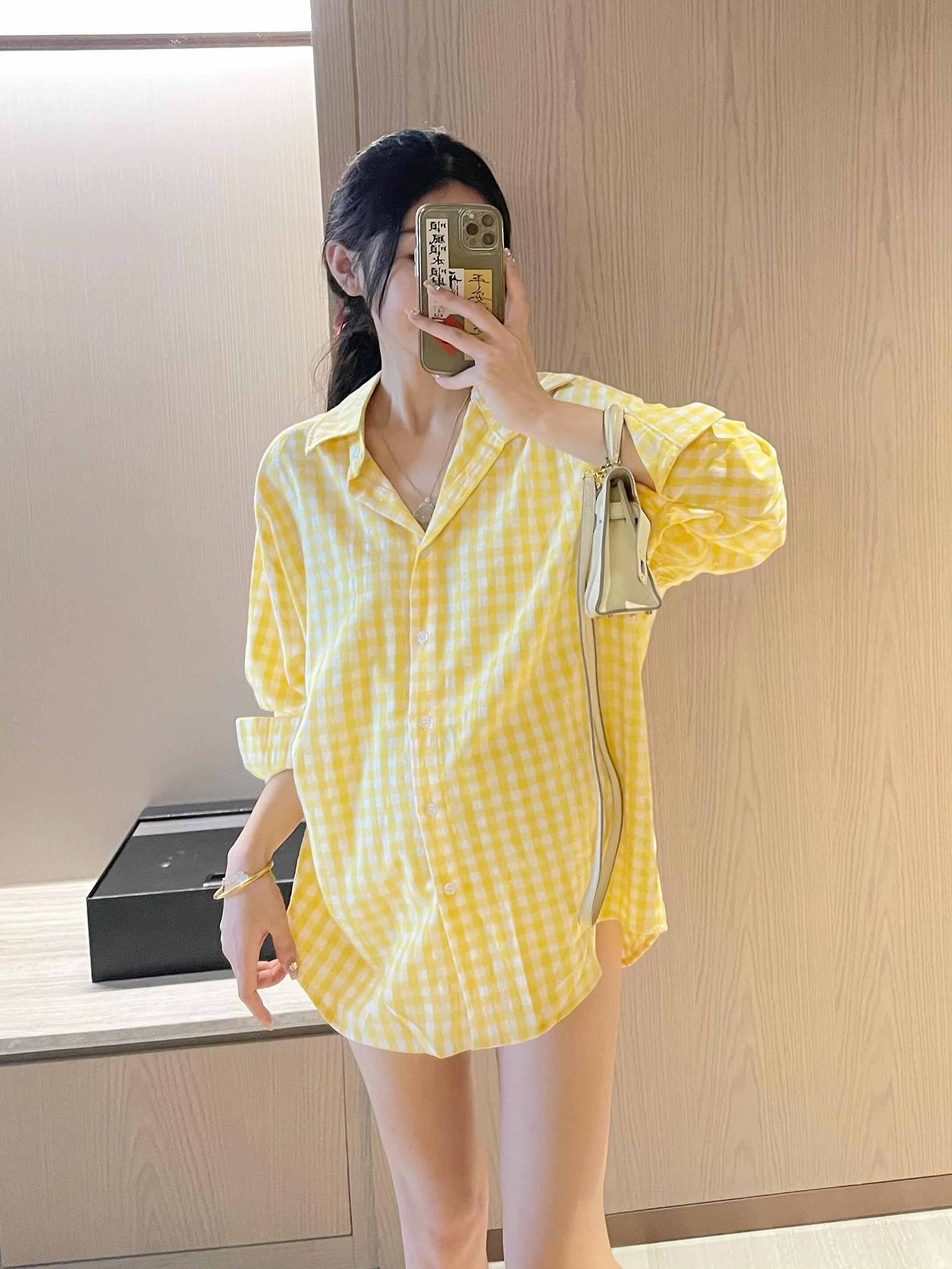 Women's New Fashion Joker Embroidered Cotton Plaid Sunscreen Shirt