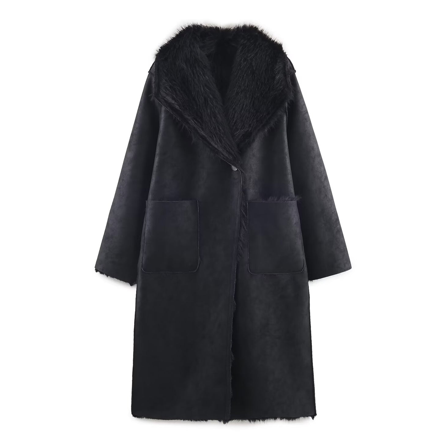 Women's double-sided wear faux fur effect Lapel Coat