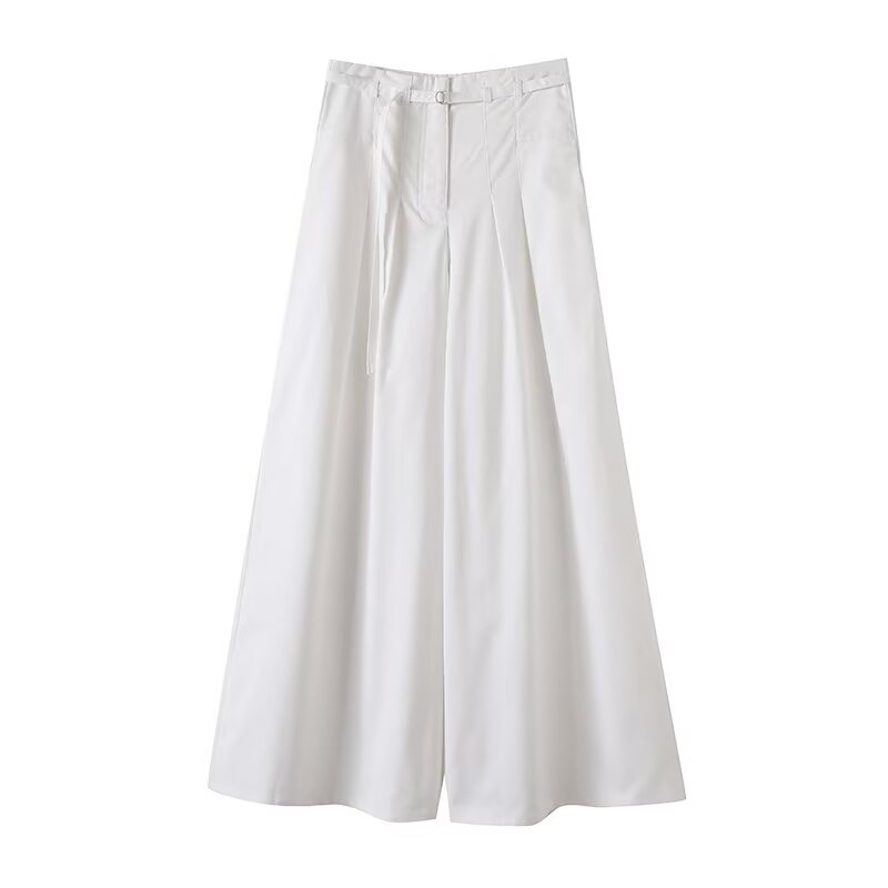 Women's chic fashion loose pleated casual wide leg pants