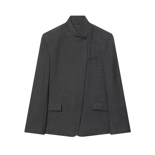 Women's casual stand collar wool blend Blazer Coat