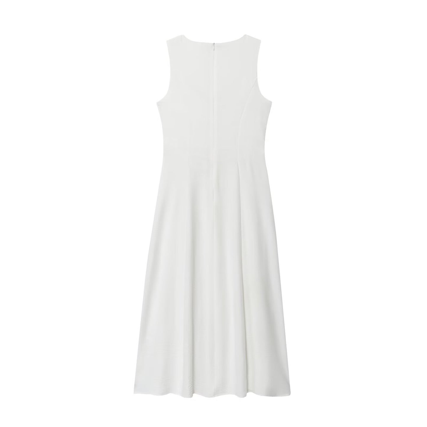 Women's New Fashion With Belt Sleeveless Square Neck Midi Dress