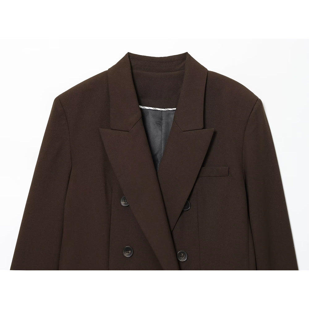 Women's set woman 2 pieces Casual double breasted Blazer Coat+Pants