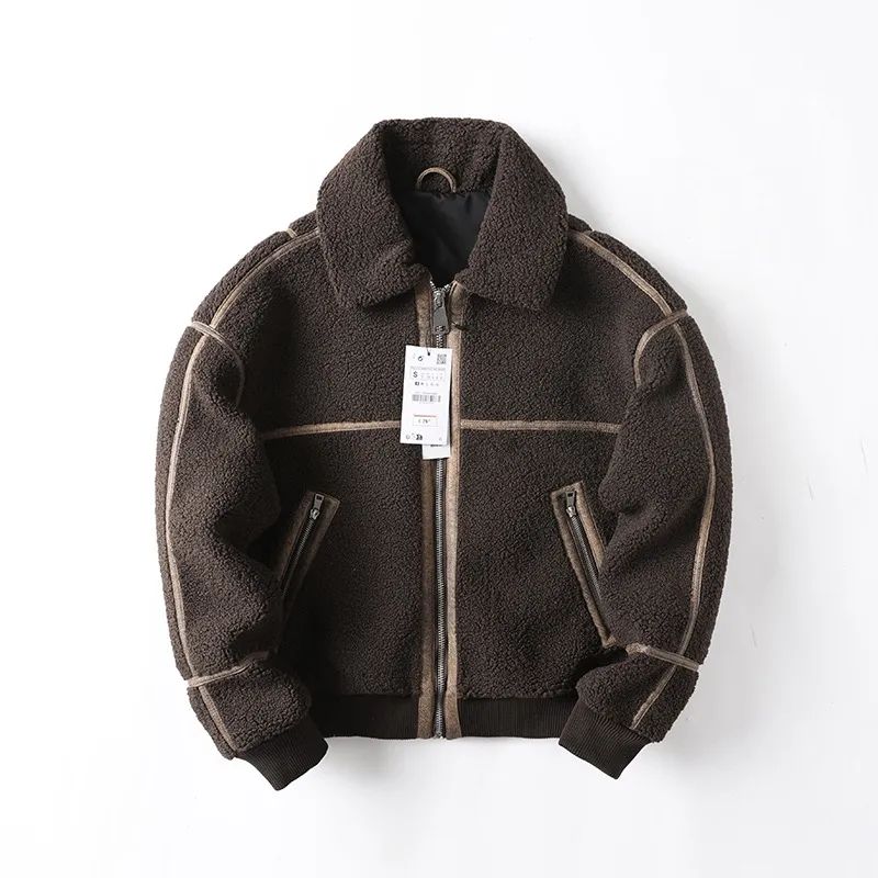 Men's New Fashion Casual Joker Padded Warm Zipper Loose Fur Fleece Zipper Jacket Coat.