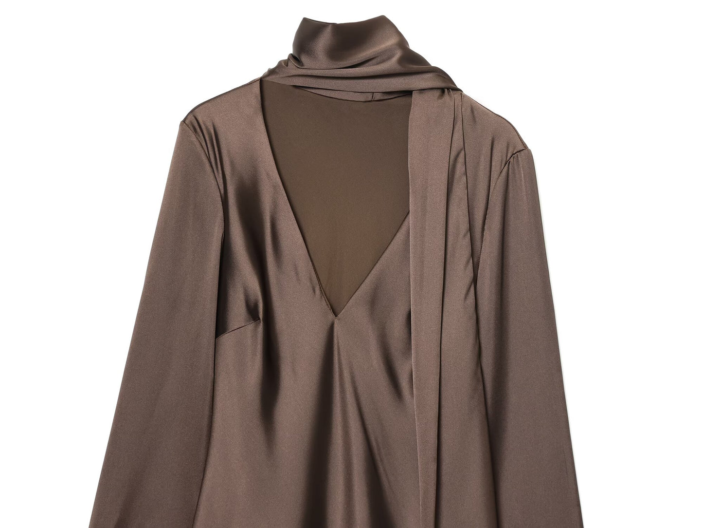 Women's new scarf decoration satin texture mini dress