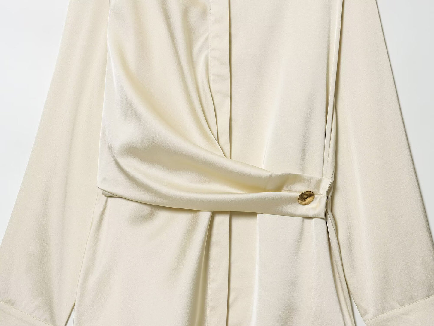 Women's new fashion knot decoration satin texture button up shirt