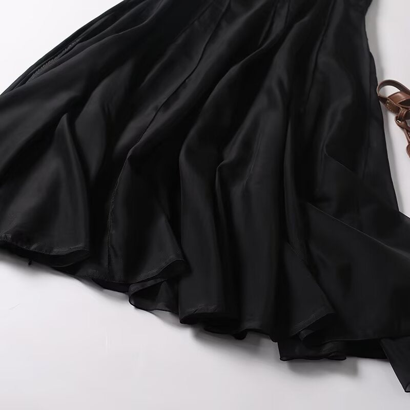 Women's new fashion vacation style draped suspender MIDI dress