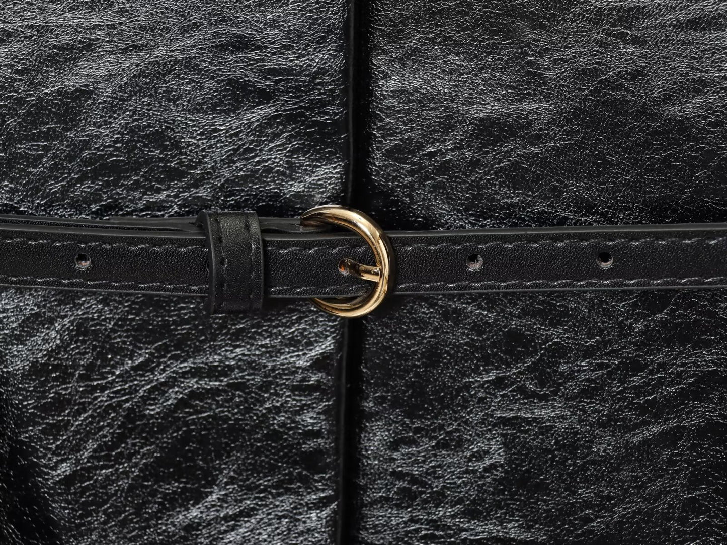 Women's New With Belt Short Faux Leather Effect Top