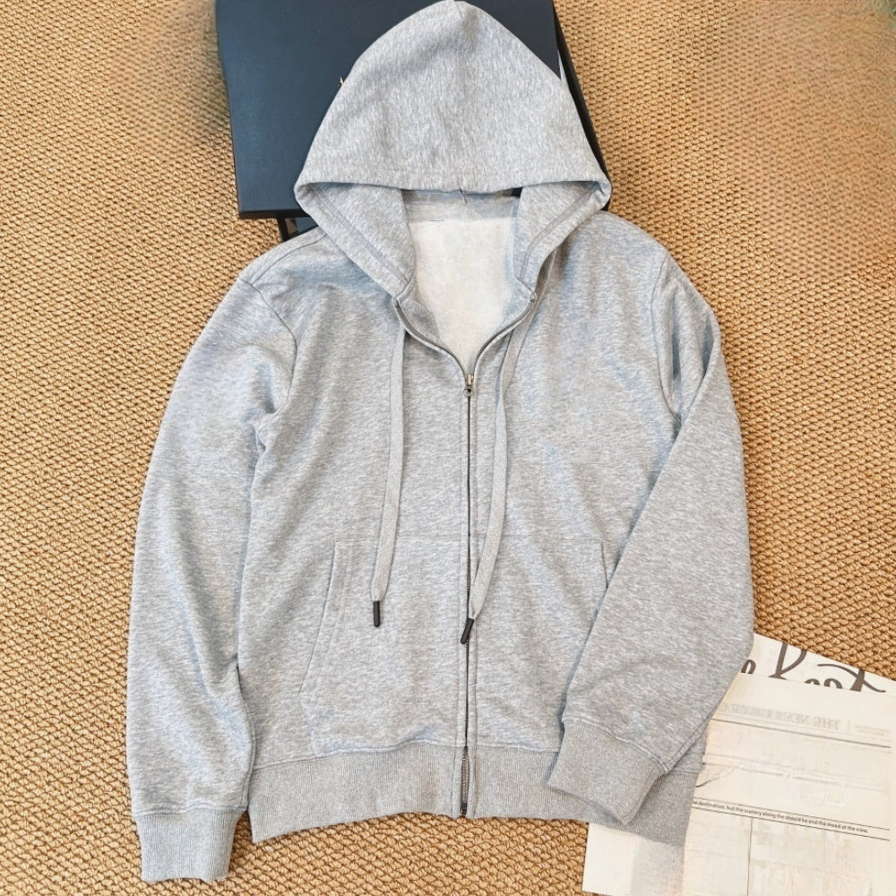 Female new embroidered hooded sweater zipper coat