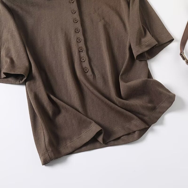 Women's new fashion comfortable short sleeved knitted T-shirt top