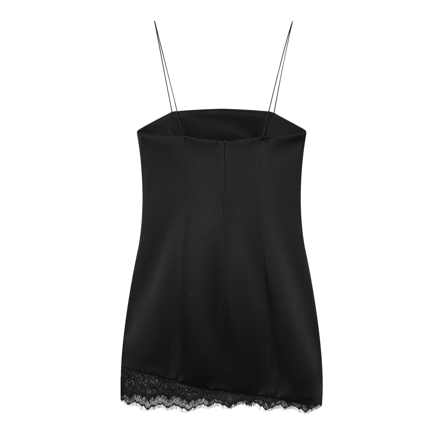 Women's new satin texture sexy lace suspender mini dress