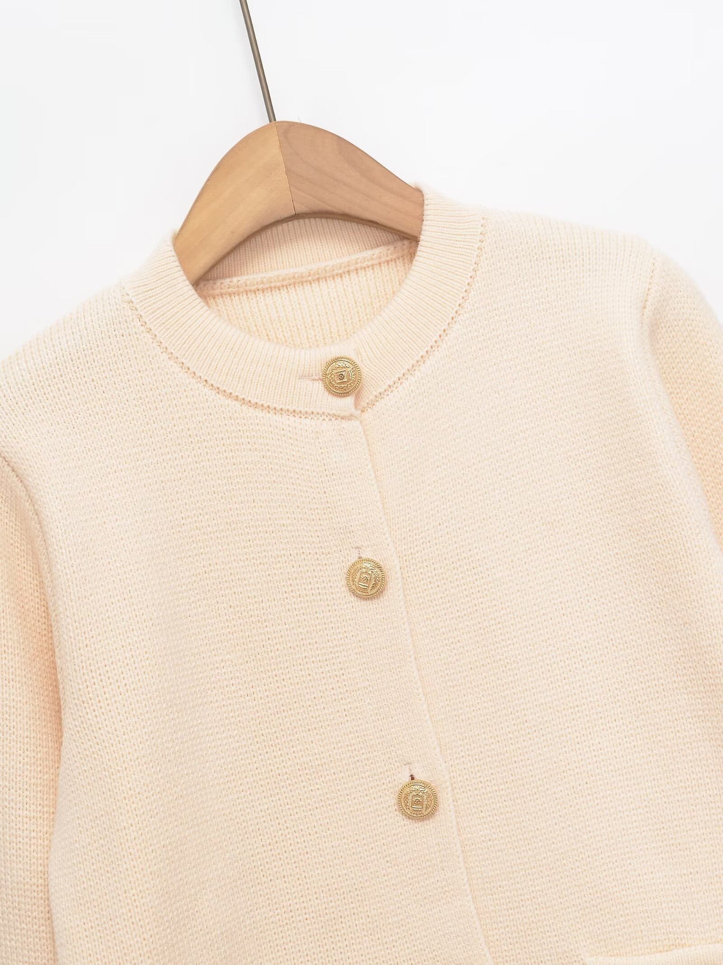 Women's O Neck long sleeved elastic knitted Coat