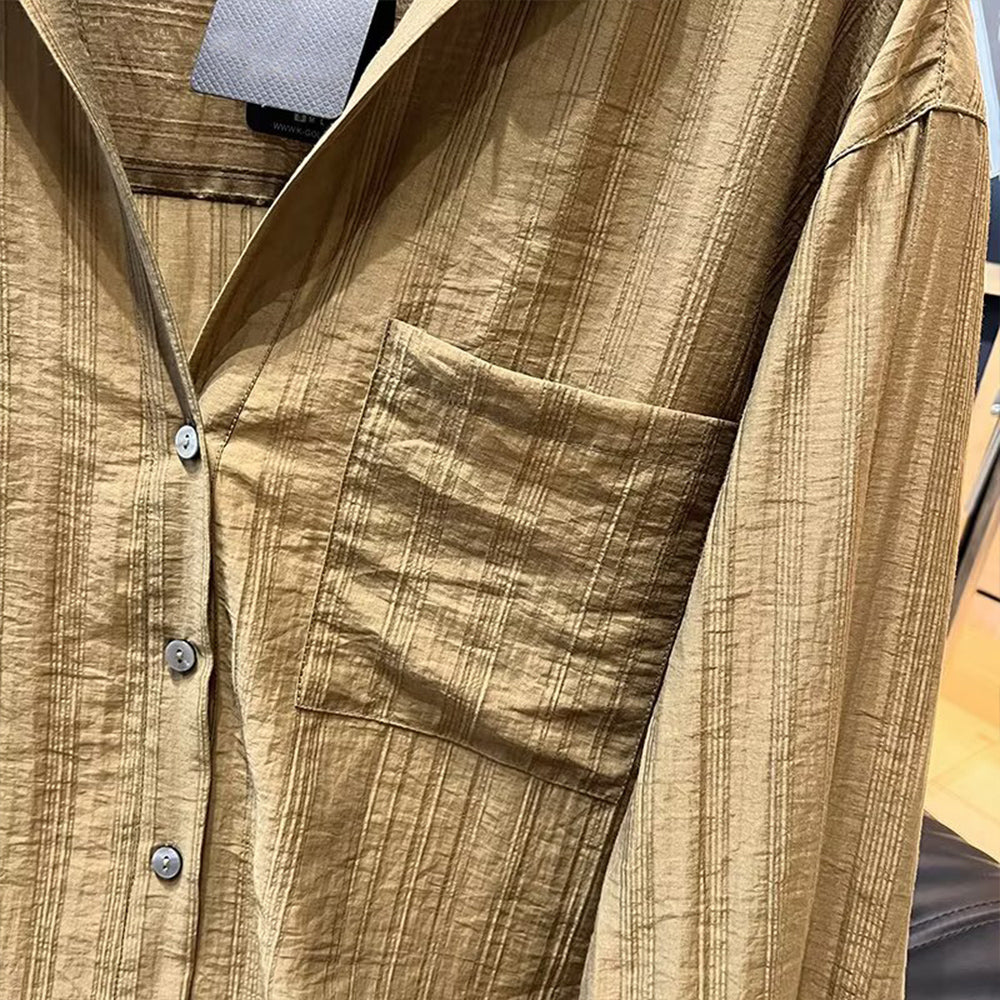 Women's new fashion striped long sleeved button up shirt