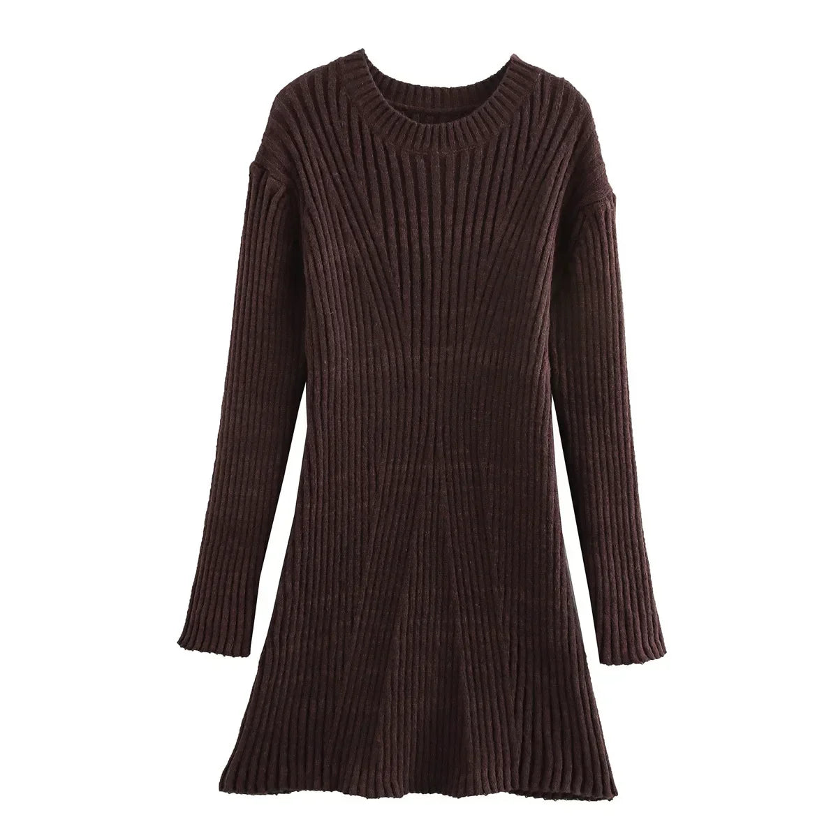 Women's autumn new Chic fashion casual Elastic slim O Neck knitted mini dress retro long sleeved women's dress Vestidos Mujer