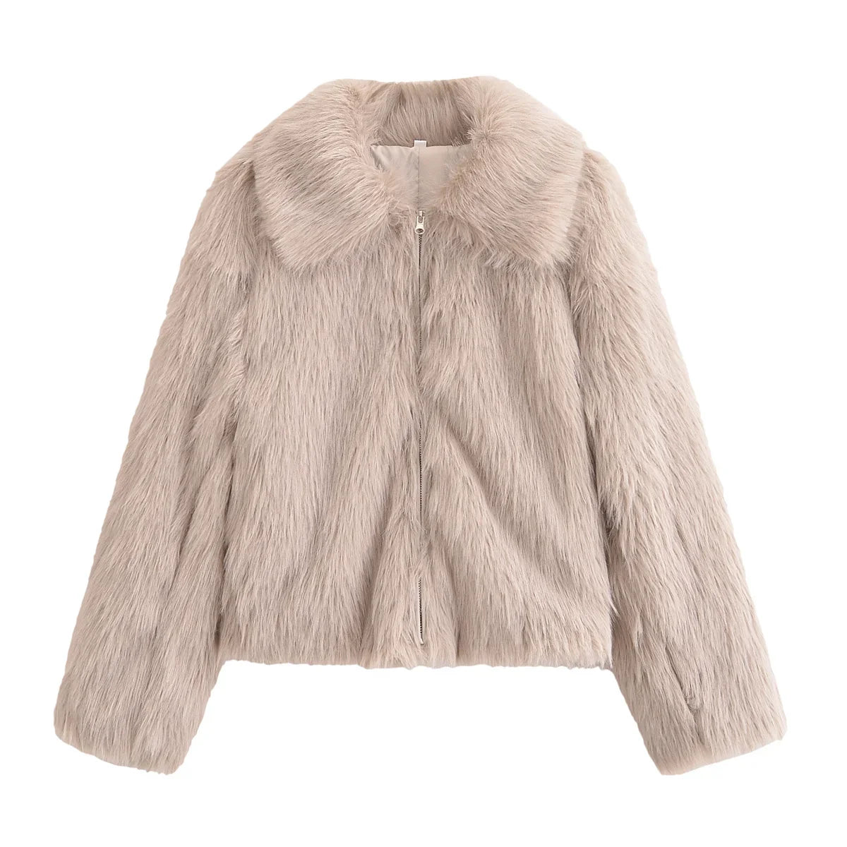 Women's new Fashion faux fur effect casual Side pocket comfortable Lapel fleece coat retro long sleeved women's coat chic top