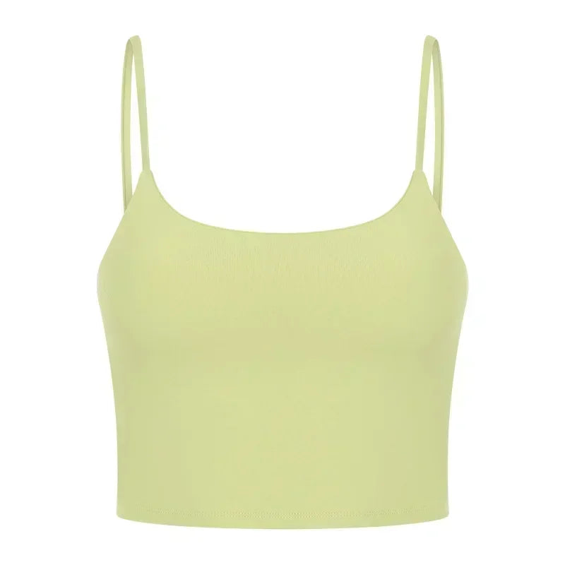 Summer New Sports Yoga Vest Women With Chest Pad Thin Belt Back Fitness Top Sling Yoga Clothes. 