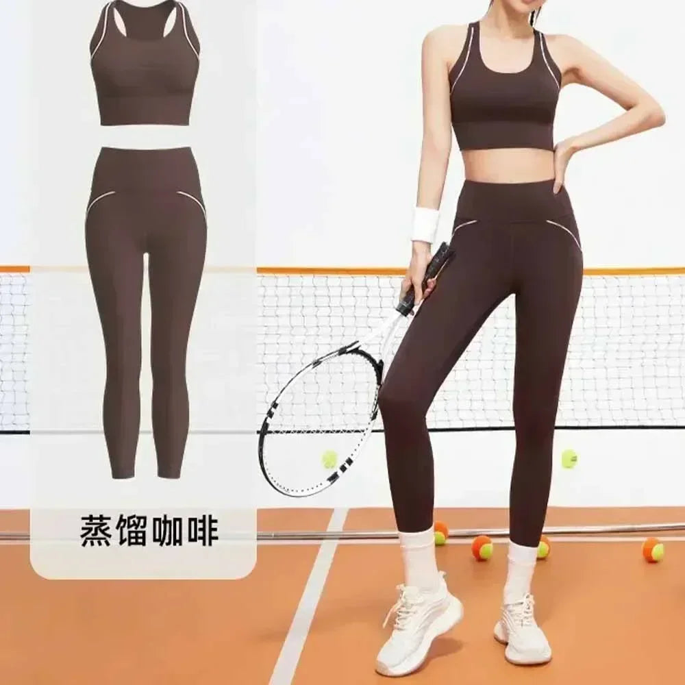 L New letter line sense yoga suit, slimming, quick-drying, high-intensity running fitness suit for women