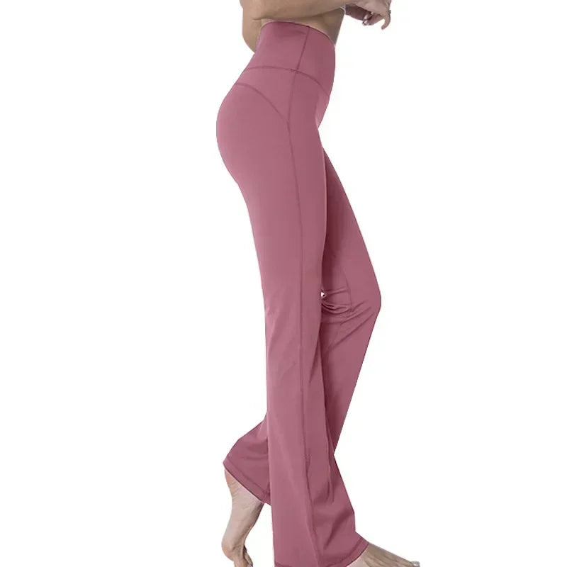 L Women's Loose High Waist Yoga Bell Bottoms for Women's Fitness and High Elasticity Outdoor Yoga Pants.