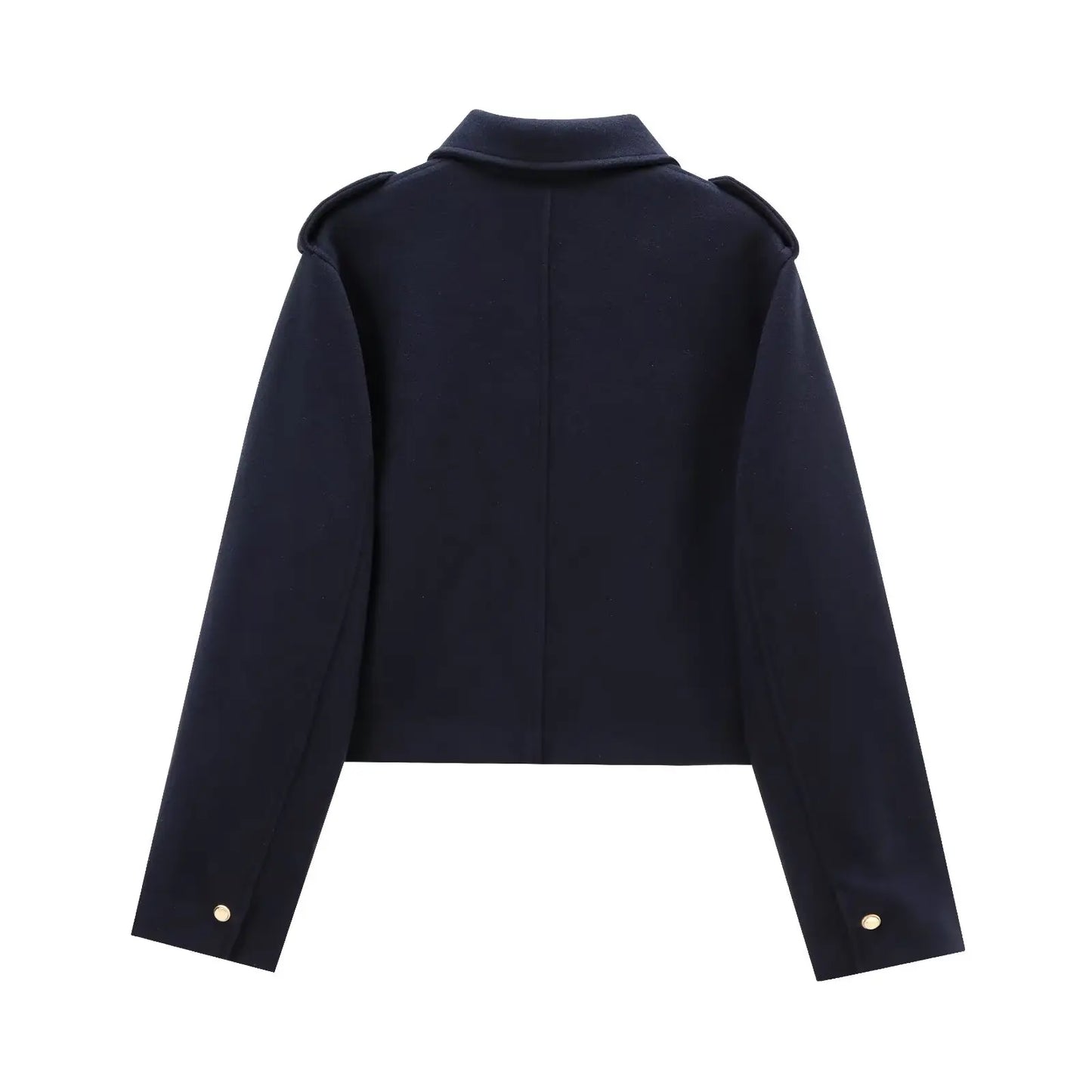 Women's new Fashion flip pocket decoration short single breasted soft texture jacket retro long sleeved women's coat chic top