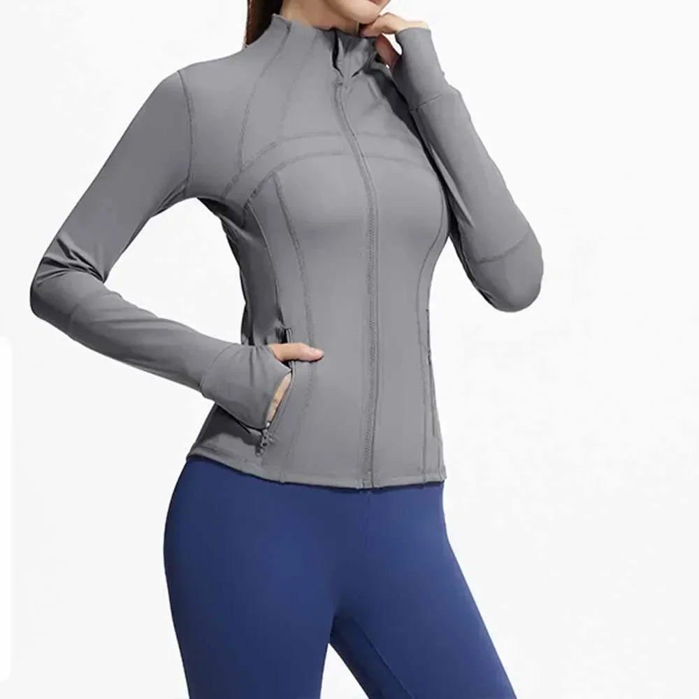 L Women's New Autumn and Winter Stitching Fitness Breathable Elastic Pocket Running Yoga Clothes Jacket