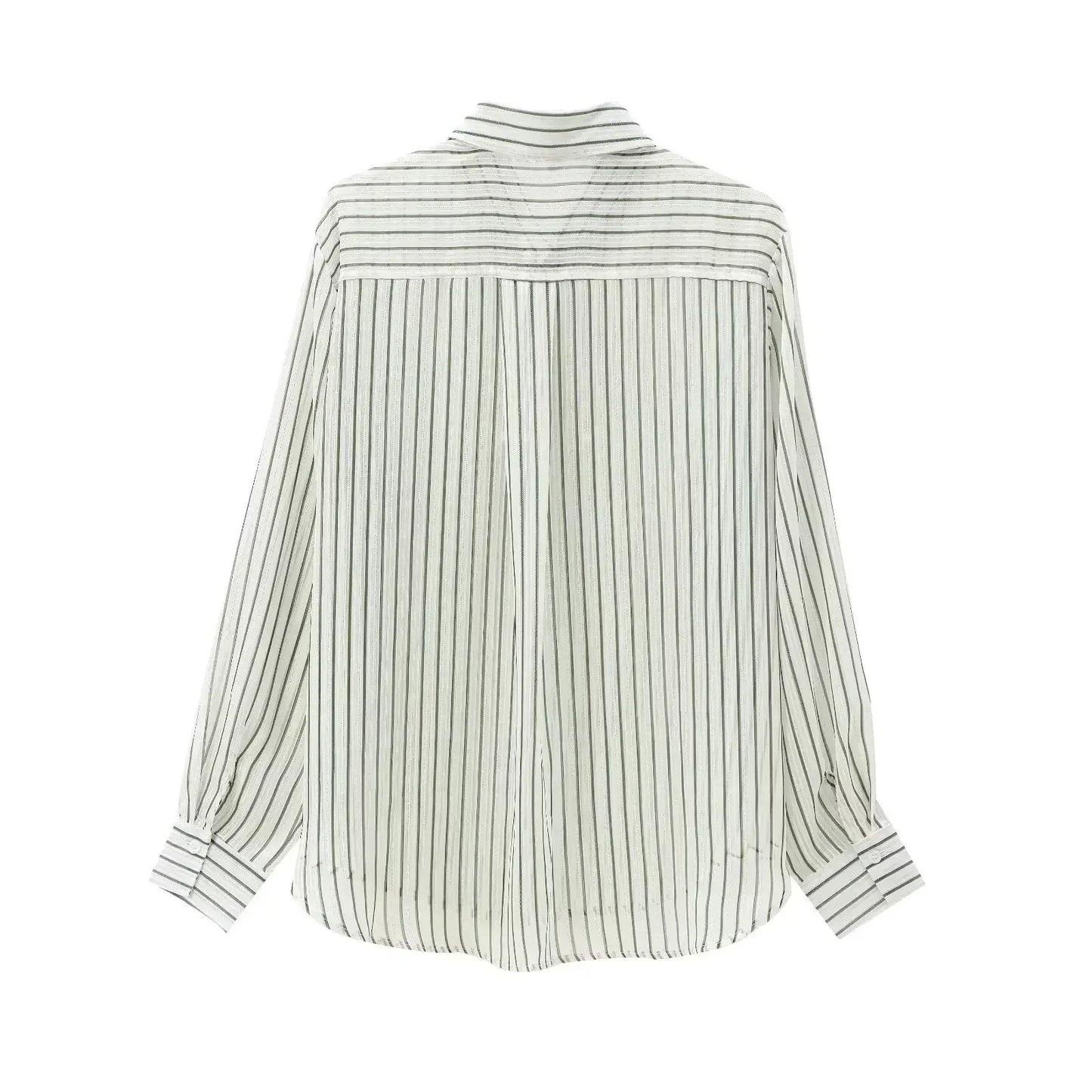 Women's new fashion loose single breasted casual striped asymmetrical shirt retro lapel long sleeved women's shirt chic top