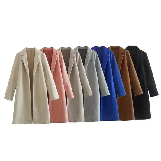 Women 2023 winter New Fashion Multi-Color Woolen Jacket Coat Vintage Long Sleeve Female Outerwear Chic Tops