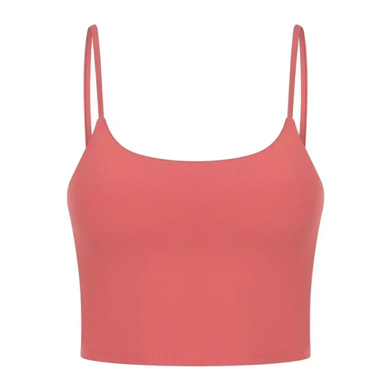 Summer New Sports Yoga Vest Women With Chest Pad Thin Belt Back Fitness Top Sling Yoga Clothes. 