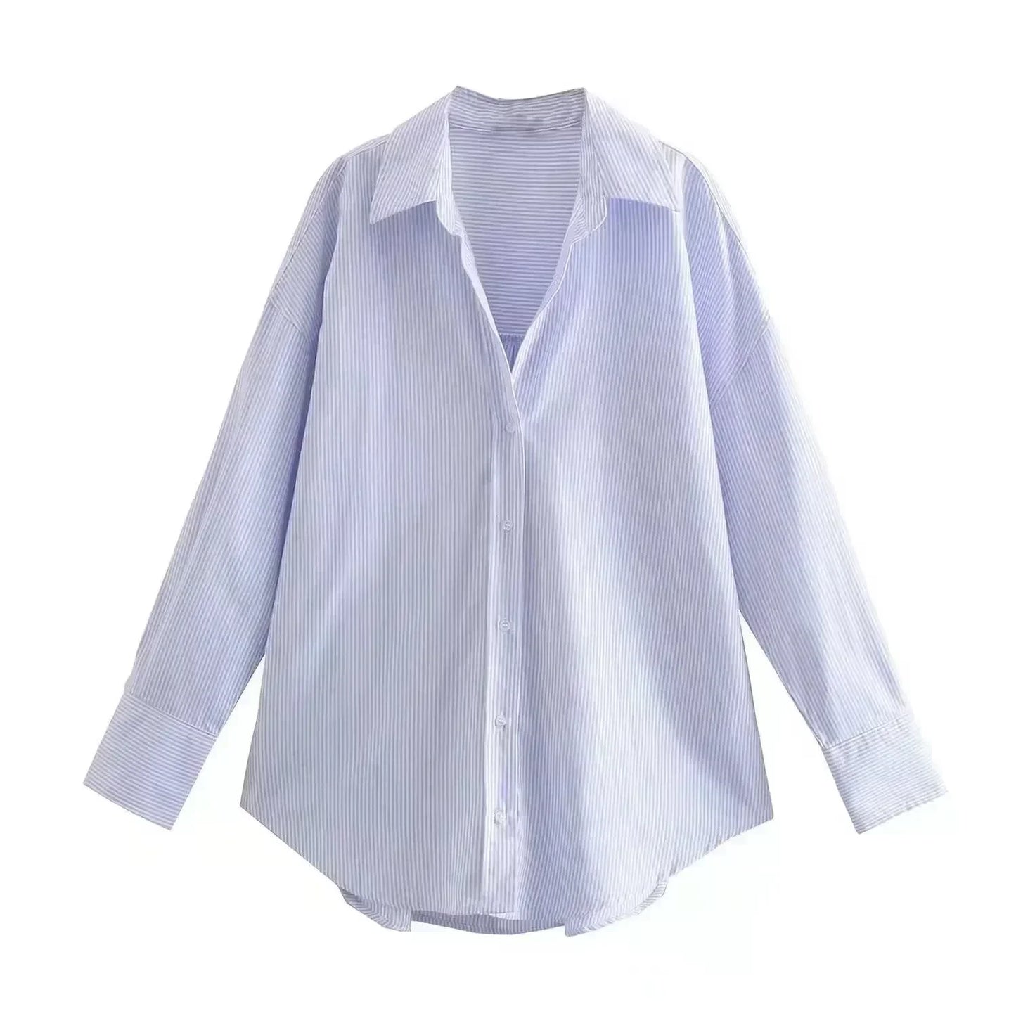 Women 2023 New Fashion pleated design Loose poplin Asymmetric Blouses Vintage Long Sleeve Button-up Female Shirts Chic Tops