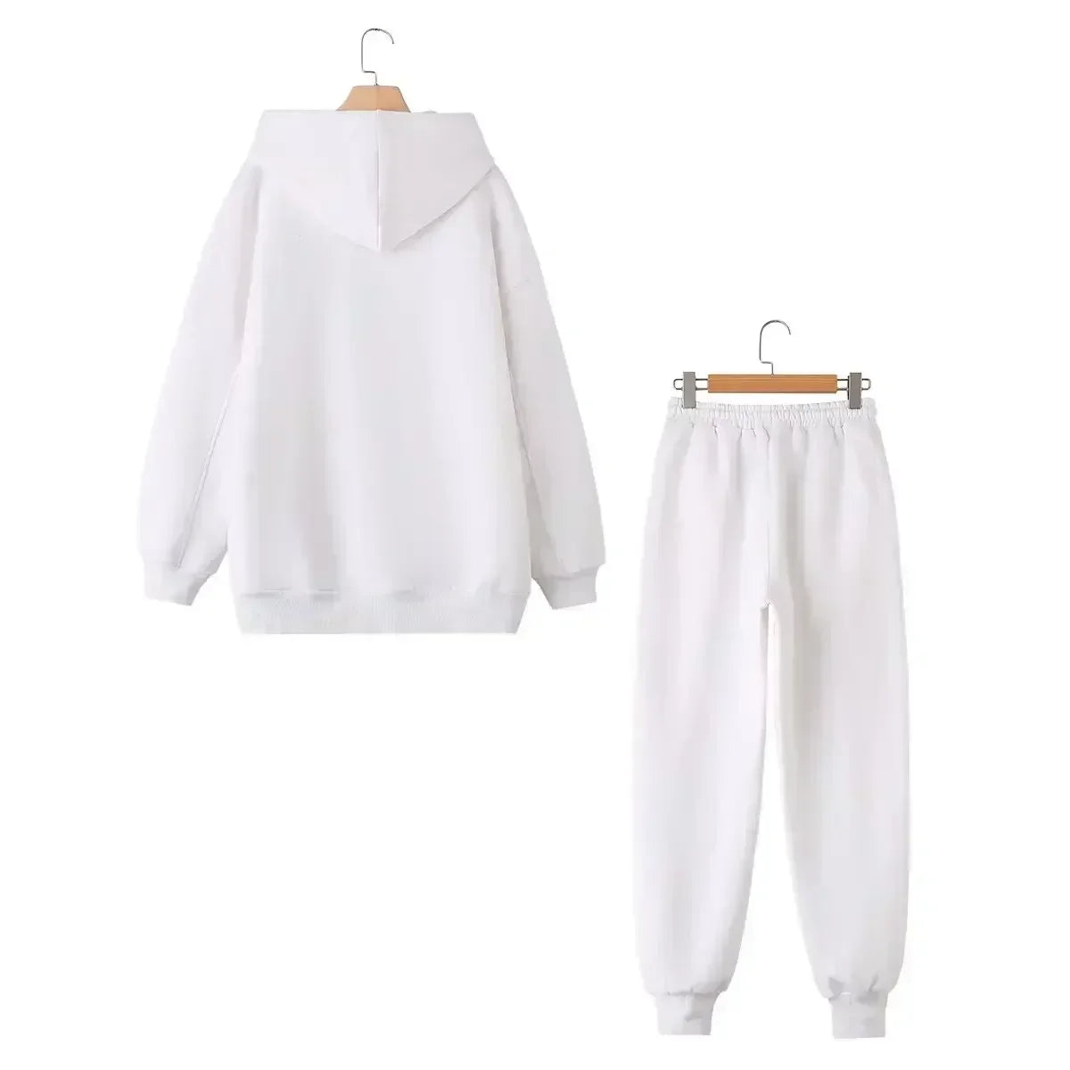 set woman 2 pieces Women New Fashion Loose Cotton Hooded Sweatshirts Vintage Long Sleeve Pockets Female + Pants Women's suit