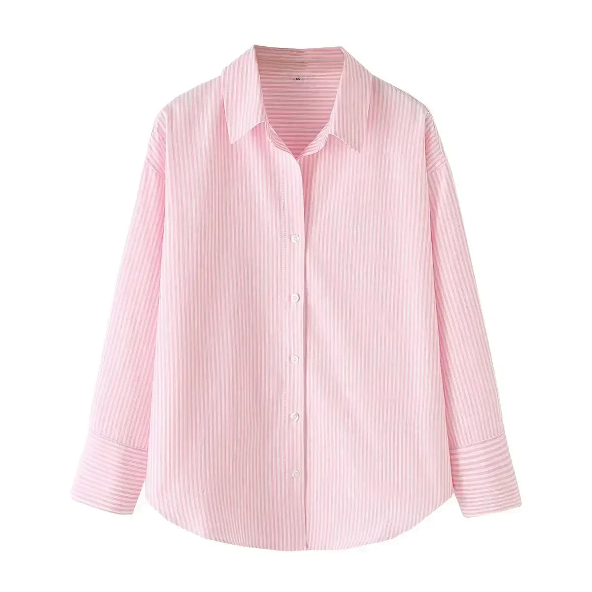 Women's new fashion loose basic style striped shirt casual single breasted lapel shirt retro long sleeved women's shirt chic top 