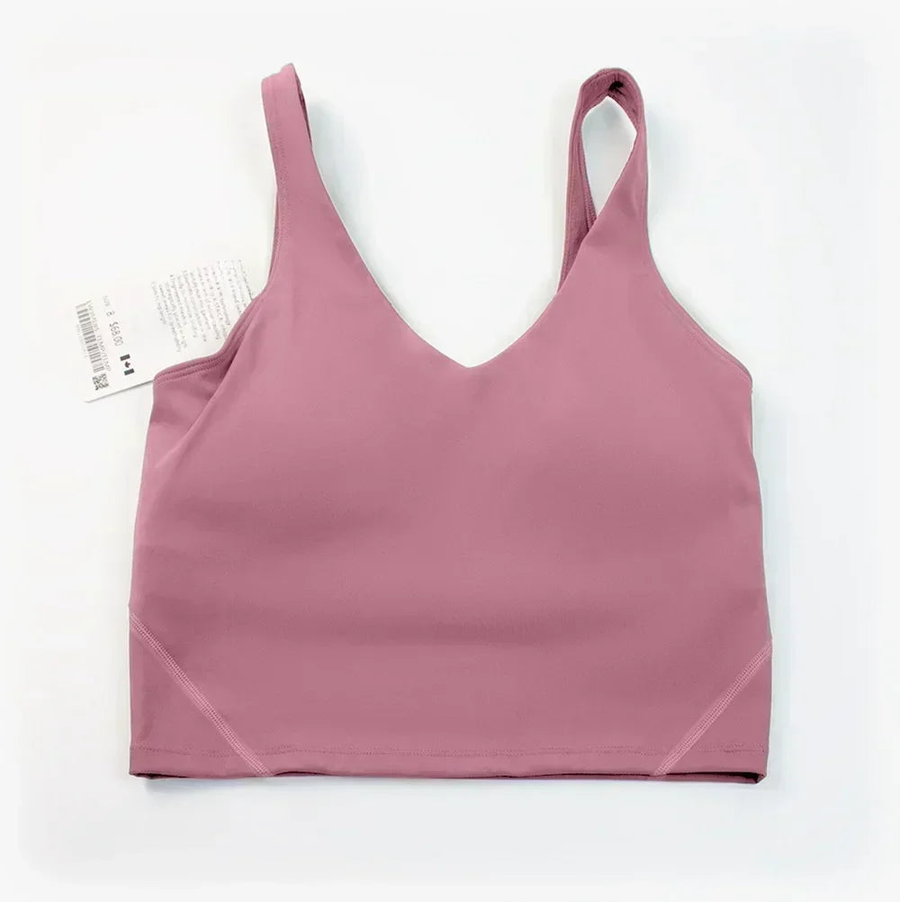 L Yoga Vest ספורט לנשים חזייה בצורת U חזיית יופי גב כושר ריצה עם בטנה עם גביע חזה. 