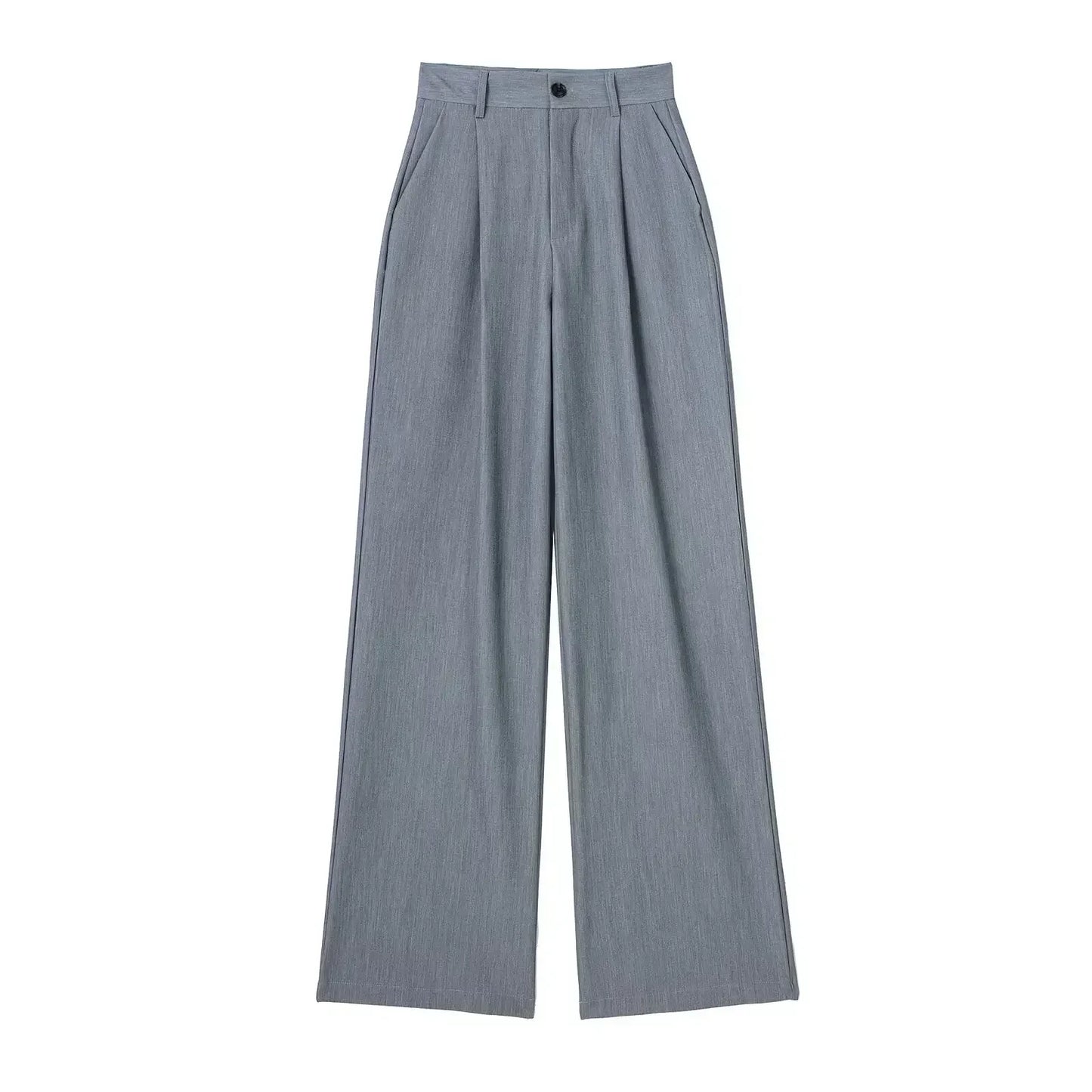 Women's New Fashion Loose Versatile Pleated Suit Pants Side Pocket Casual Pants Vintage High Waist Zipper Female Trousers Mujer