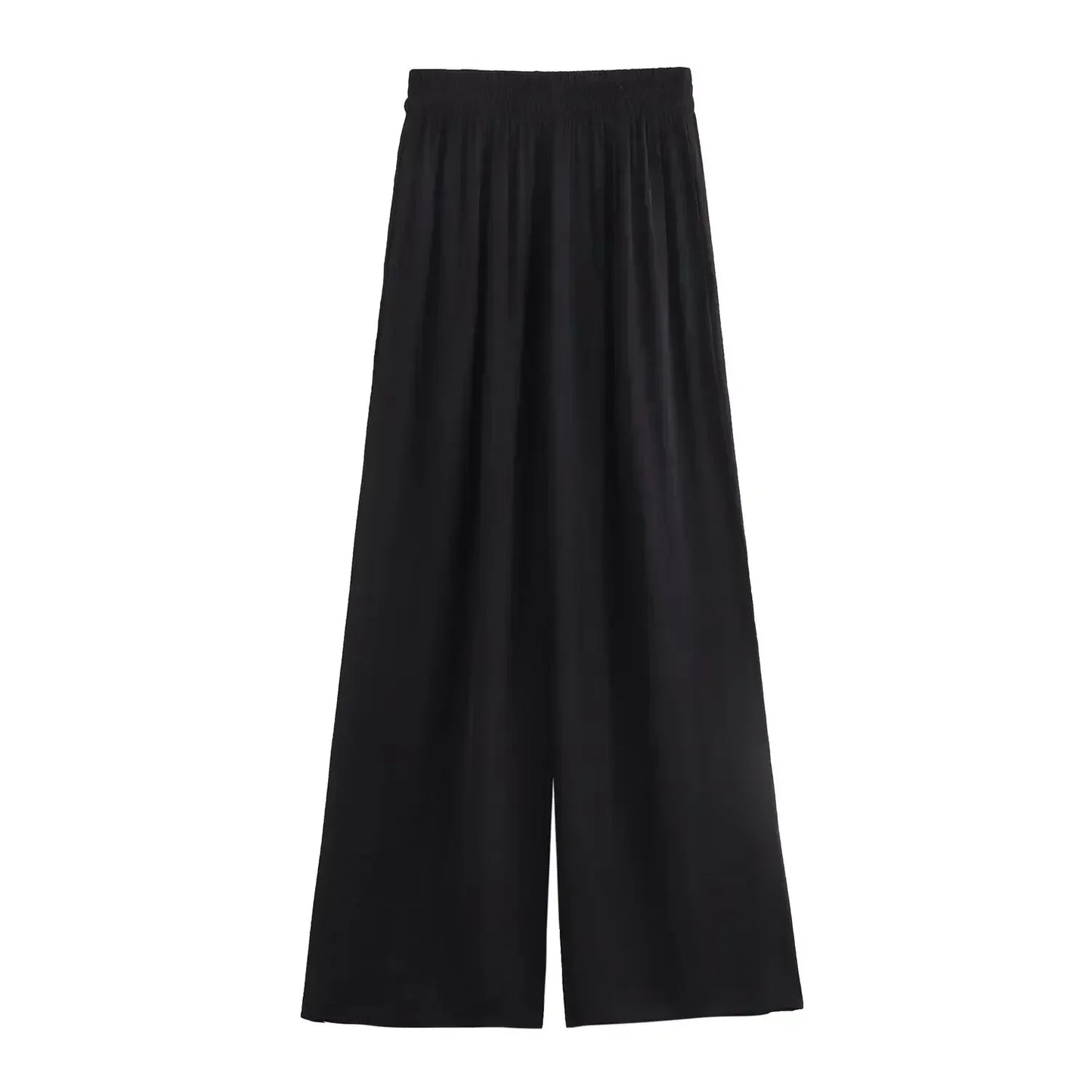 Women's new Chic fashion side pocket loose satin texture casual pleated pants retro elastic waist women's pants Mujer