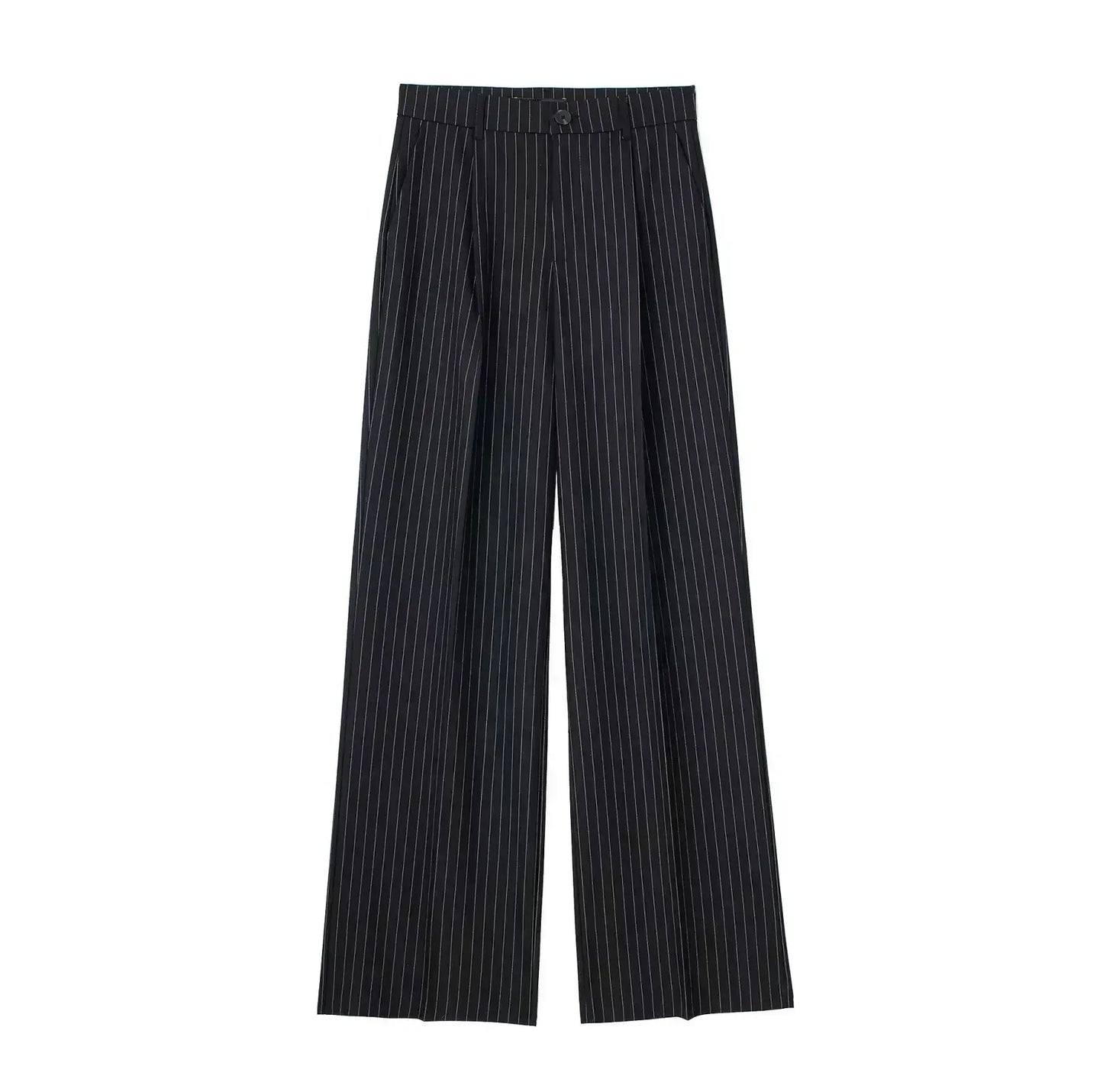 Women's New Fashion Loose Versatile Pleated Suit Pants Side Pocket Casual Pants Vintage High Waist Zipper Female Trousers Mujer