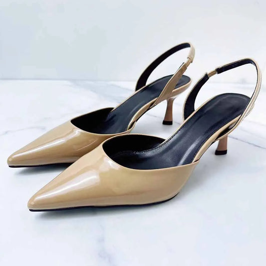 M New High-heeled Sandals for Women's Shoes, Pointed Shallow-mouthed Baotou Back-empty Fashion High-heeled Sandals.