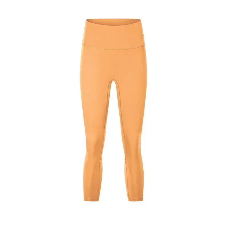 Women's Spring/Summer 2024 New Nude Yoga Cropped Pants With High Waist and Hip Lifting and Slimming Exercise Pants