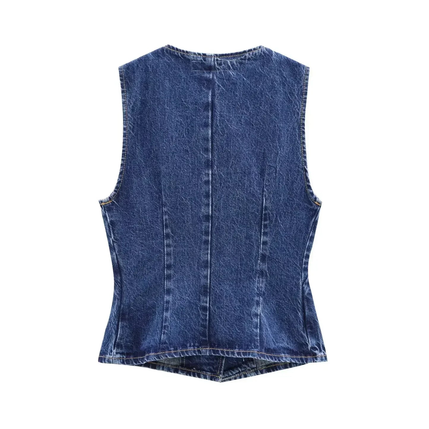 Women's 2024 new fashion slim denim vest casual versatile single breasted denim vest coat retro sleeveless women's vest chic top