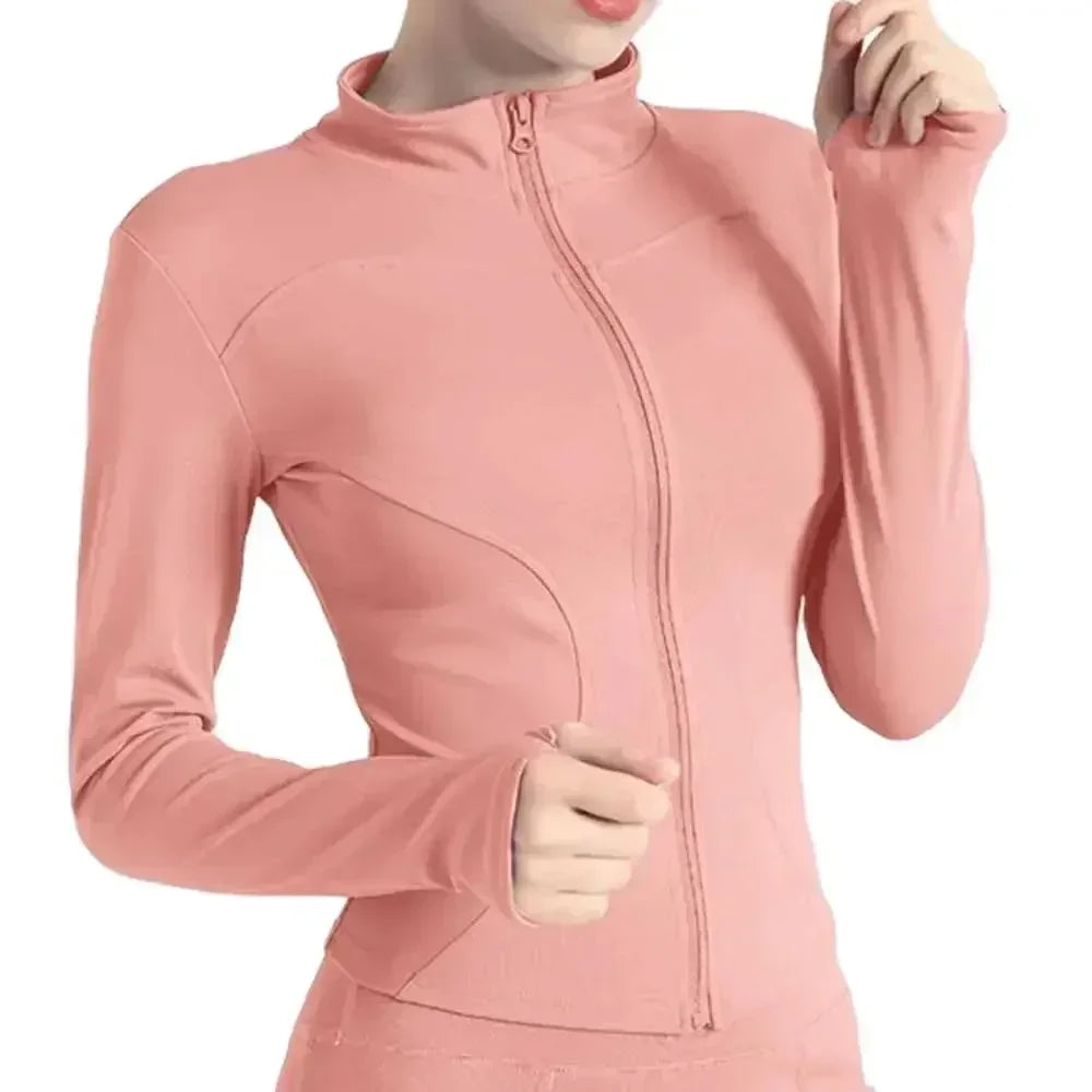 High Elastic Stand-up Collar Slim Fitness Clothes Slim Yoga Top Sports Coat Yoga Clothes