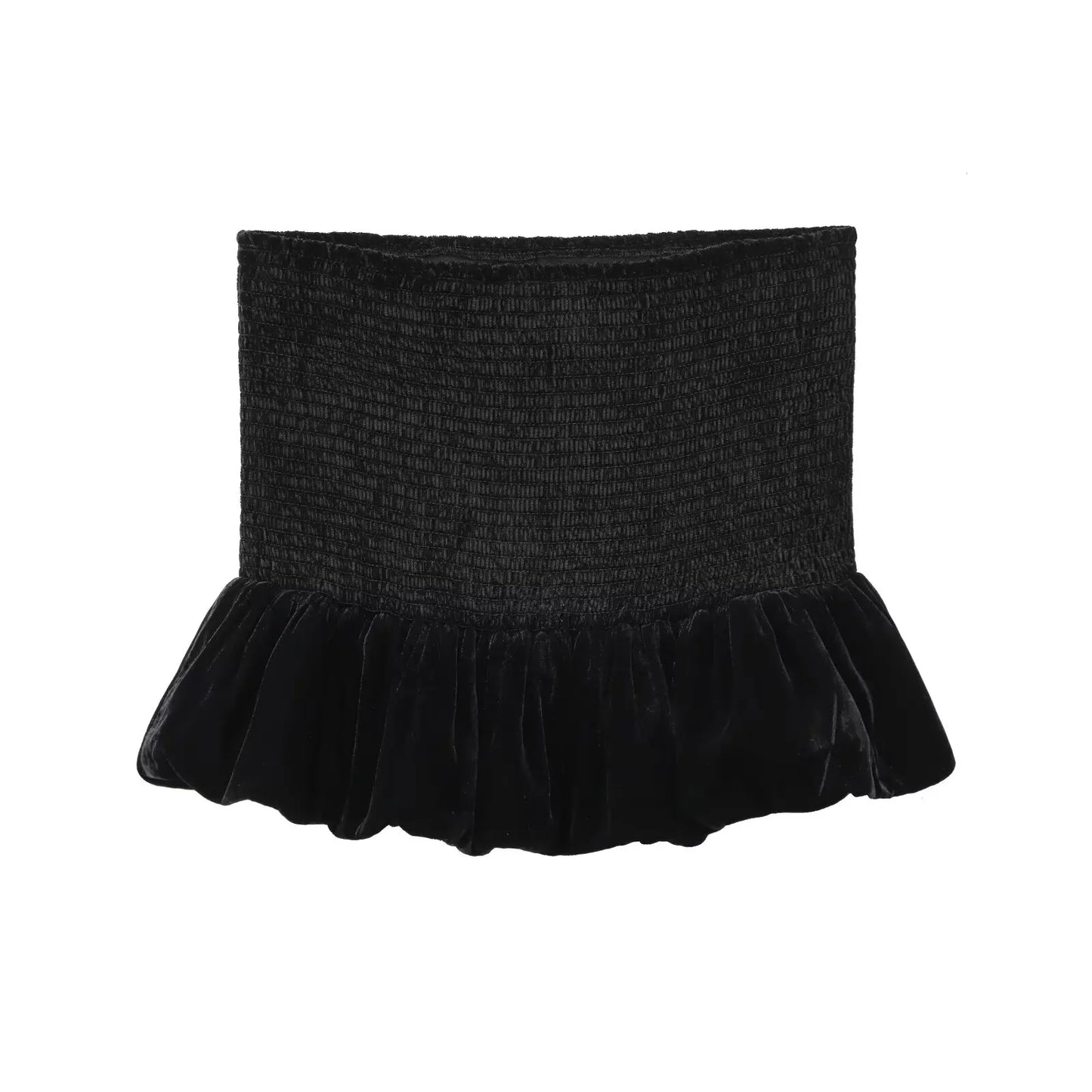 Women's new fashion wide pleated velvet hem design slim texture Shorts Skirts retro high elastic waist women's skirt Mujer